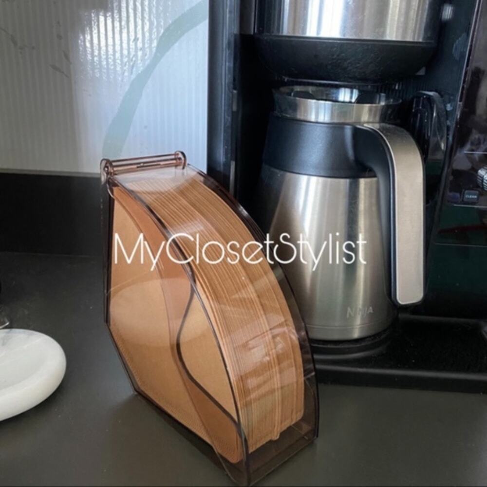 Home Coffee Filter Organizer Container NEW! 4 Holder Hinged Storage acrylic GIFT